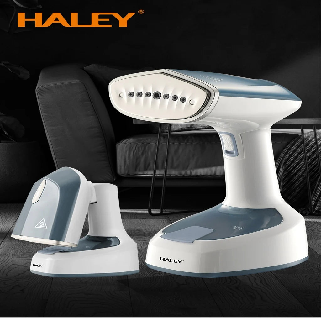Aparat de călcat vertical cu abur HALEY HY-329, 1600 W, rezervor 200 ml, talpă inox, alb/albastru