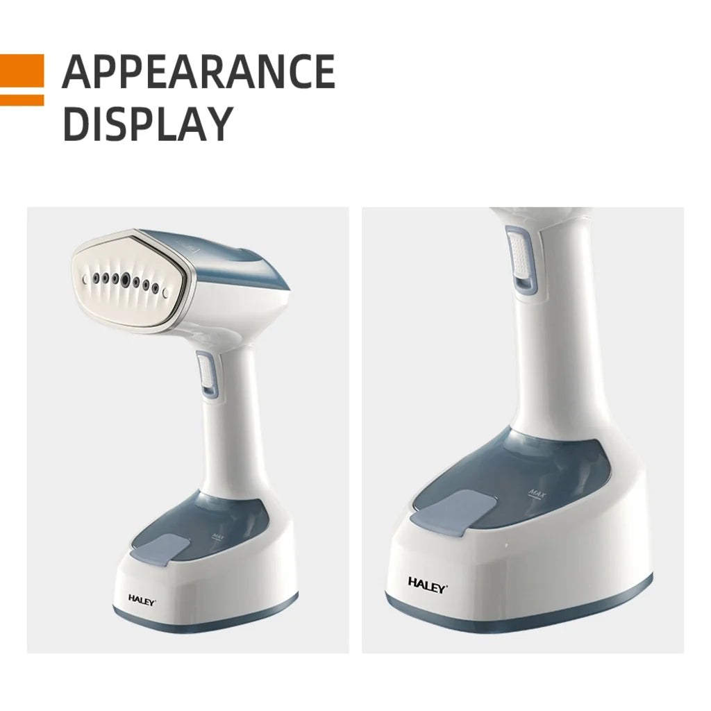 Aparat de călcat vertical cu abur HALEY HY-329, 1600 W, rezervor 200 ml, talpă inox, alb/albastru