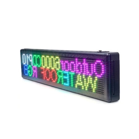 Reclamă luminoasă LED RGB AT Performance, 130x40 cm, Wi-Fi, cod QR, afișare temperatură, neagră