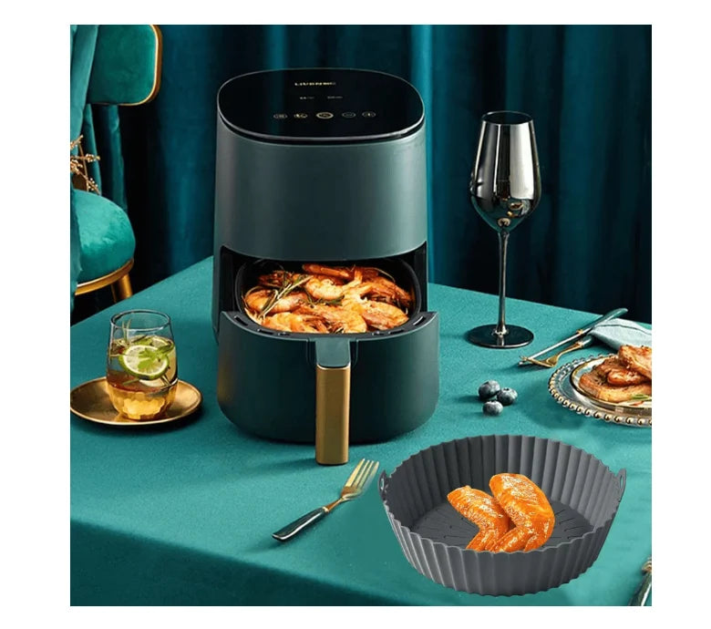 Tavă din silicon pentru air fryer AT Performance, diametru 18,3 cm, gri