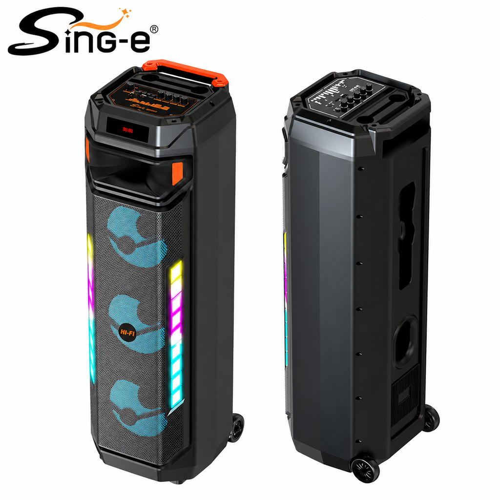 Boxă karaoke portabilă Sing-E ZQS8317, 3x8 inch, 60 W, acumulator 4500 mAh, LED RGB