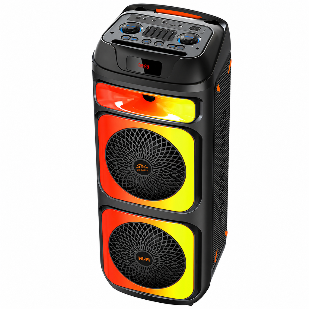 Boxă karaoke portabilă Sing-E ZQS10225, 2x10 inch, 80 W, DSP, acumulator 6000 mAh, LED RGB