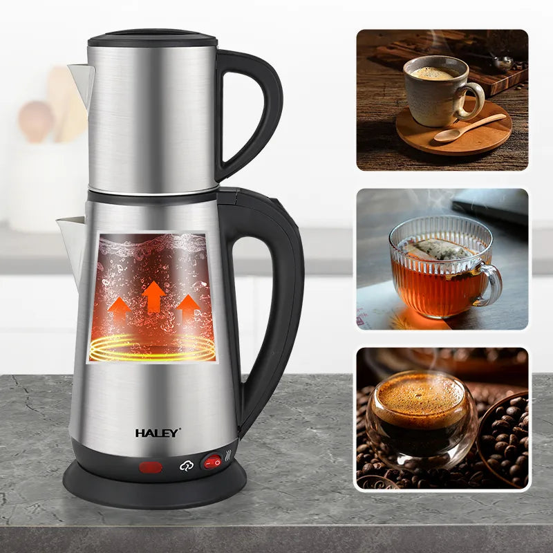 Ceainic electric HALEY cu capacitate dublă, 1,8 L și 1,0 L, 1500 W, inox, bază rotativă 360°
