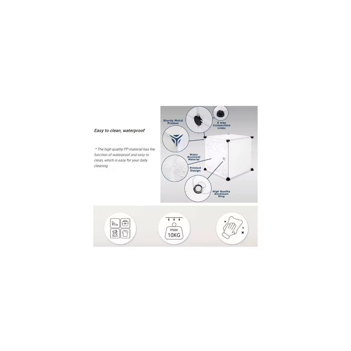 Dulap modular pentru copii, negru, AT PERFORMANCE®, 15 rafturi, durabil, 110X47X163 cm, diverse