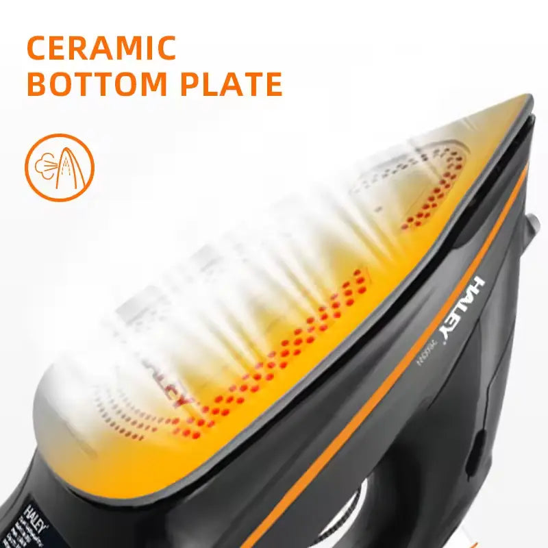 Fier de călcat cu abur HALEY HY-2053, 2600 W, talpă ceramică, rezervor 350 ml, abur vertical, negru