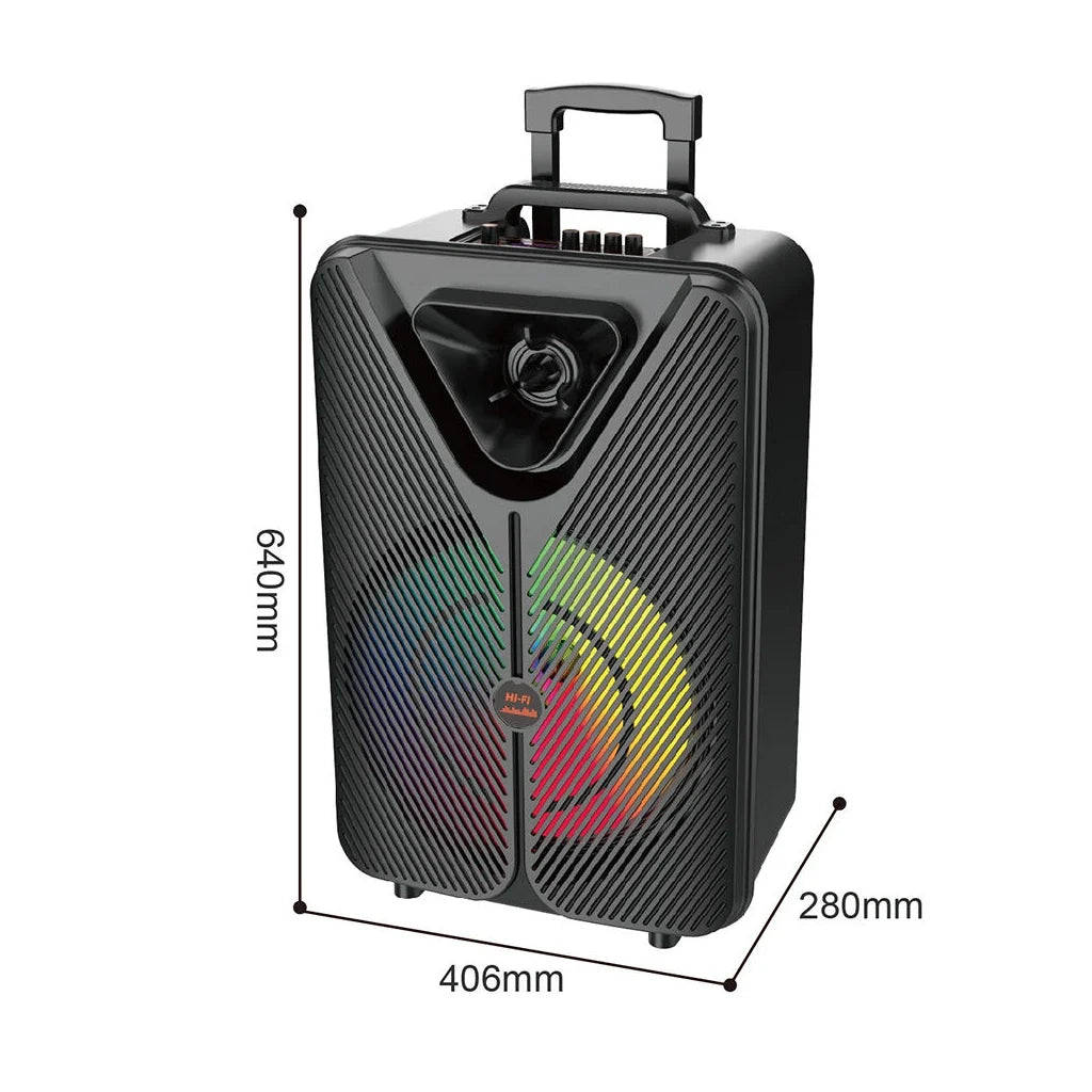 Boxă portabilă Sing-E ZQS15123, difuzor 15 inch, 40 W, Bluetooth 5.0, baterie 3000 mAh, 2 microfoane