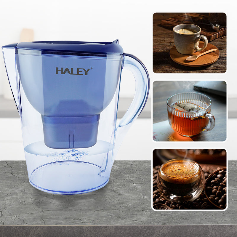 Cană filtrantă pentru apă HALEY, 3,5 L, filtru multistrat, indicator schimb filtru, albastru