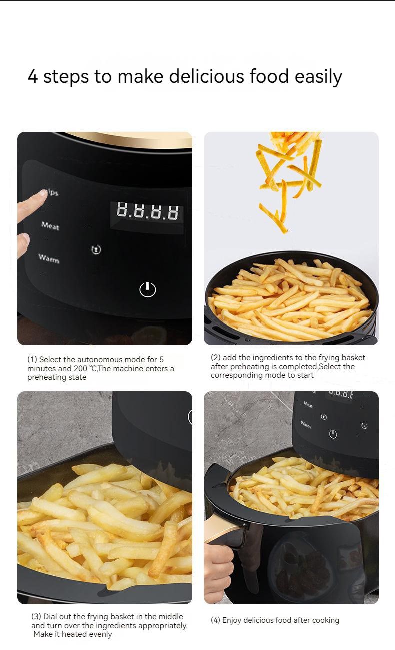 Friteuză cu aer cald AT Performance, 8 L, 2400 W, 8 programe, timer 60 min, negru