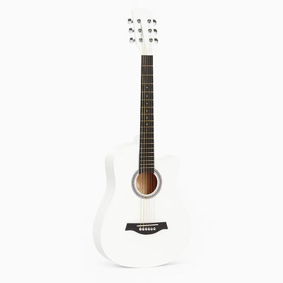 Chitară acustică AT Performance, 38 inch, lemn de tei, 6 corzi din nailon, lungime 98 cm, alb lucios