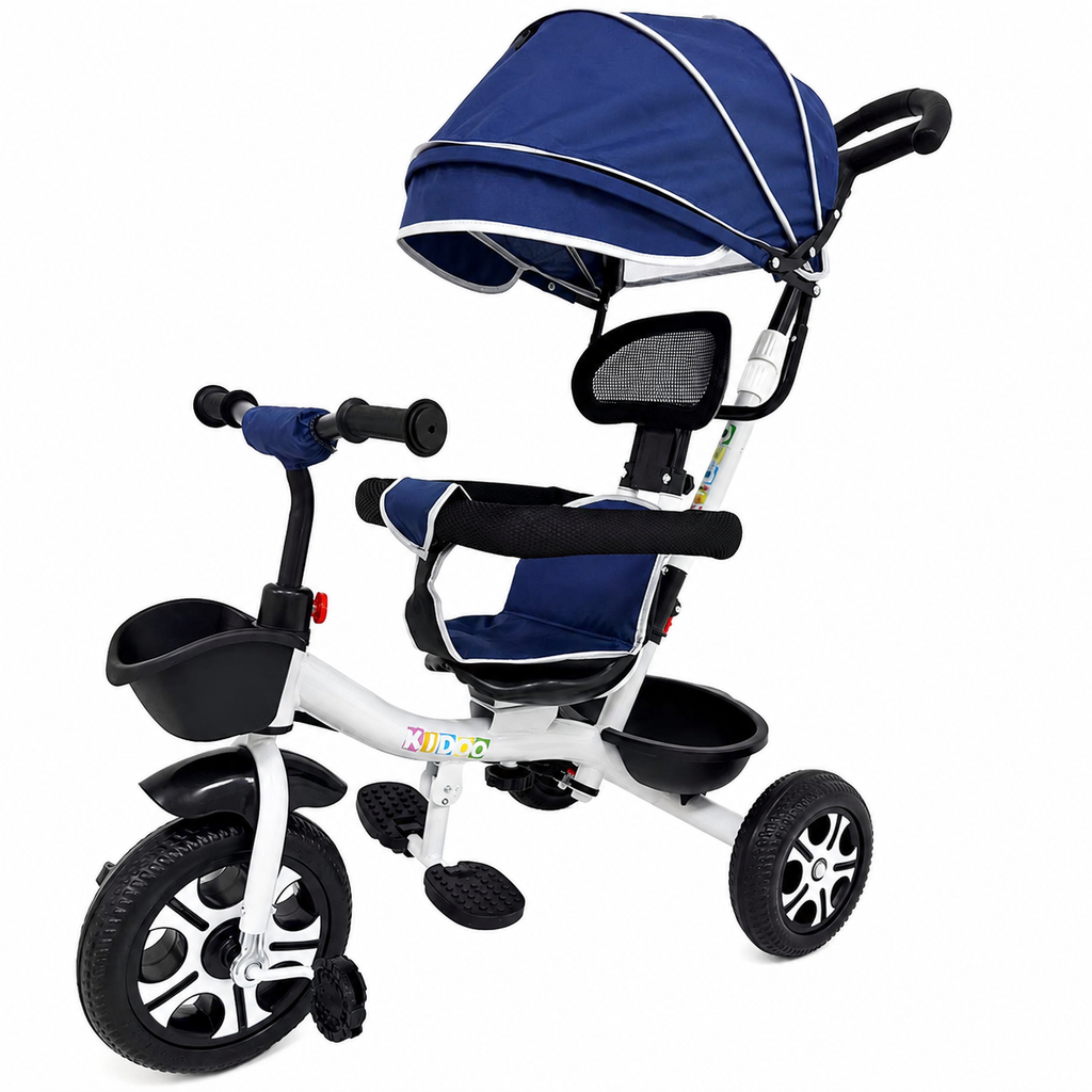 Tricicletă evolutivă KIDOO KD-X06, scaun rotativ 360°, copertină cu protecție UV, roți cauciuc, 9 luni-6 ani