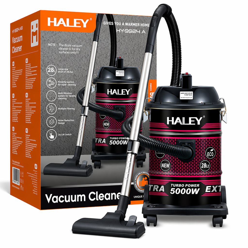 Aspirator profesional HALEY HY-9924 AB, 5000 W, 28 L, cuvă inox, funcție suflare