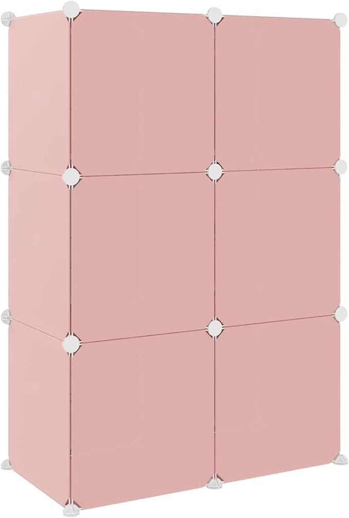 Dulap modular pentru copii AT Performance, 6 rafturi, 74x37x110 cm, plastic dur, roz