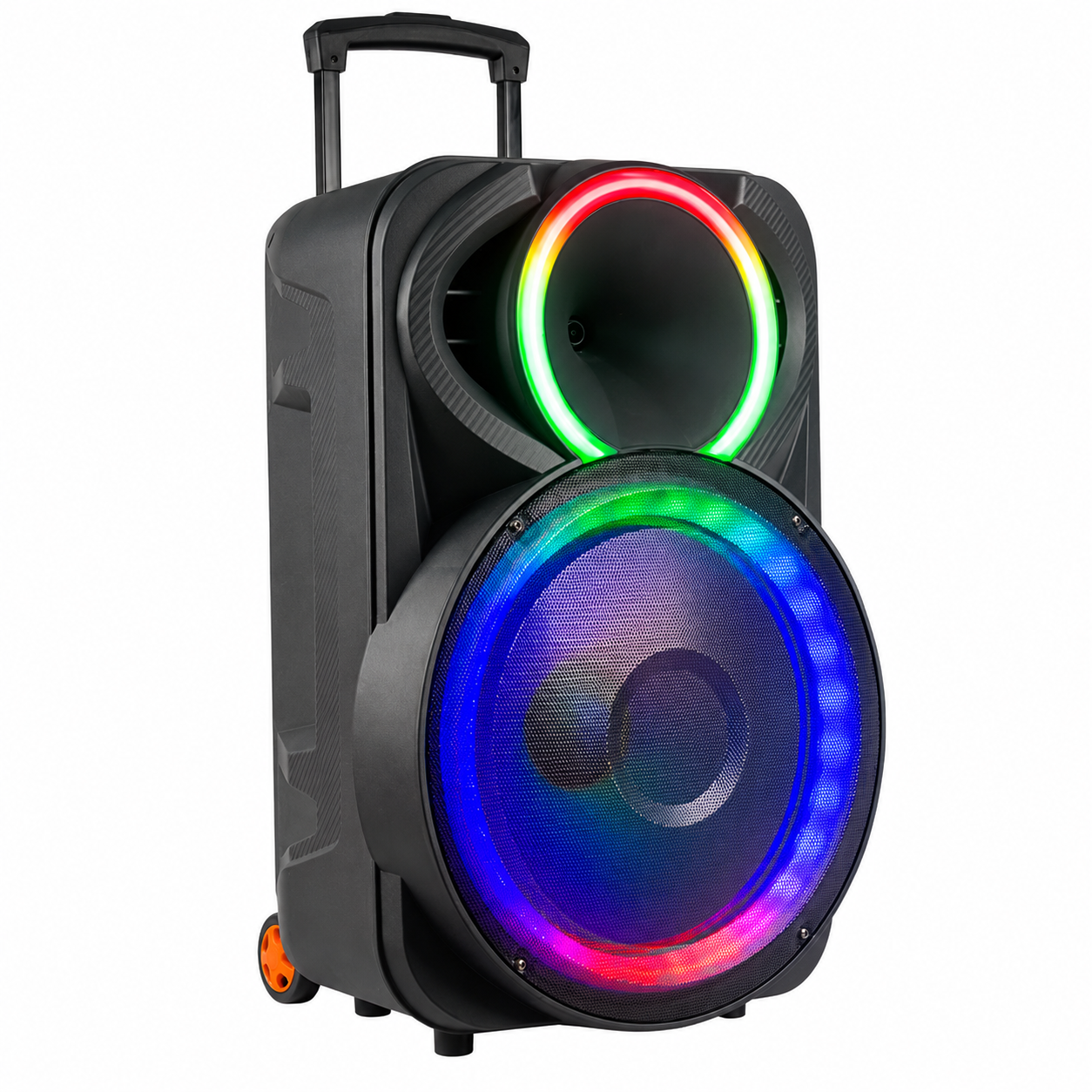 Boxă karaoke portabilă KOLAV F1530, 15 inch, 400 W PMPO, acumulator 3600 mAh, mâner telescopic și roți