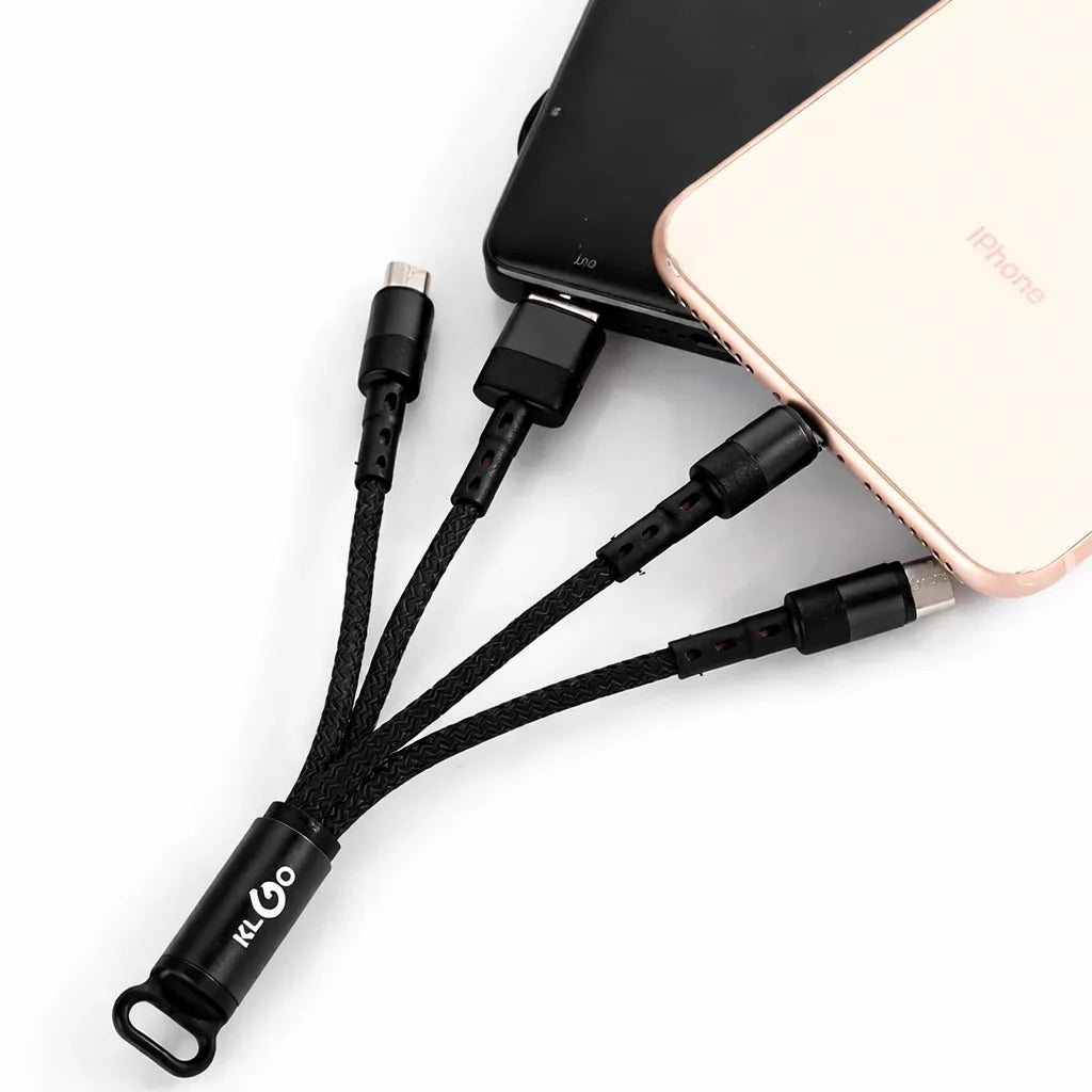 Cablu de încărcare 3 în 1 KLGO S-670, USB la Type-C, micro USB, Lightning, 2A