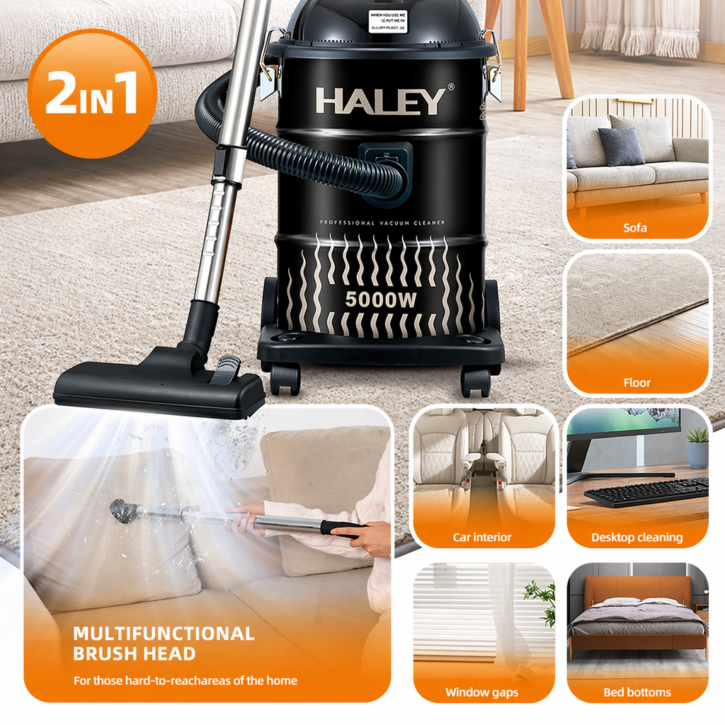 Aspirator profesional HALEY HY-9925 CD, 5000 W, rezervor 28 L, funcție suflare, 220-240 V