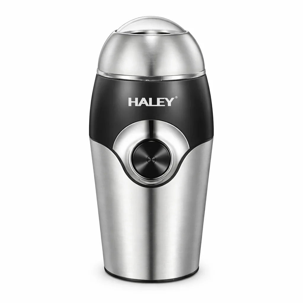 Râșniță electrică de cafea HALEY HY-2106, 200 W, 80 g, lame inox, carcasă inox și plastic