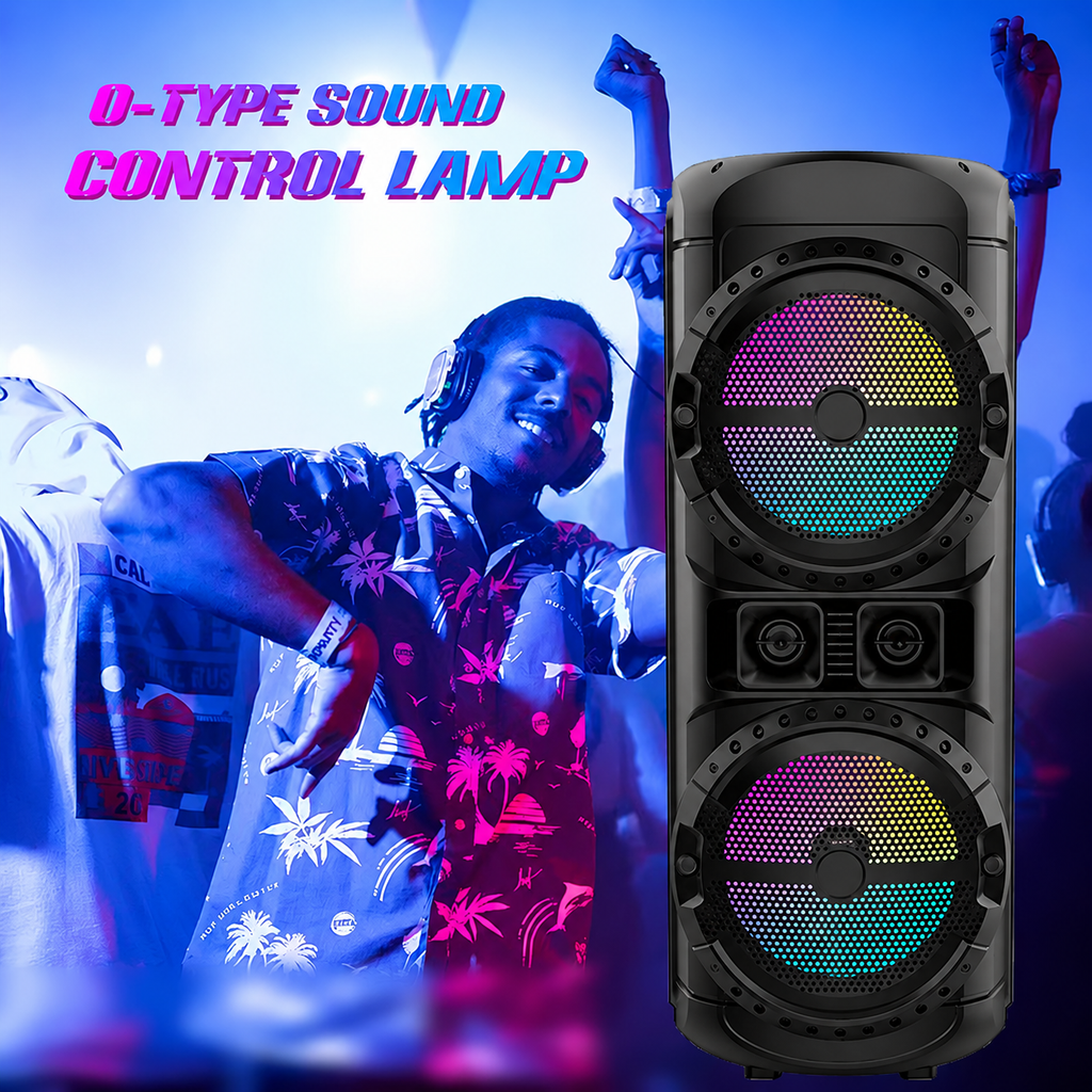 Boxă karaoke portabilă Sing-E ZQS12201, 2x12 inch, 400 W, microfon wireless, LED RGB, negru