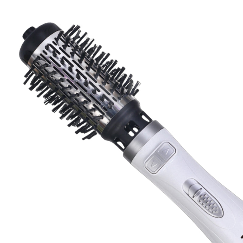 Perie rotativă HALEY, 1000 W, 2 capete de 50 și 38 mm, 3 trepte de temperatură, înveliș ceramic, alb argintiu
