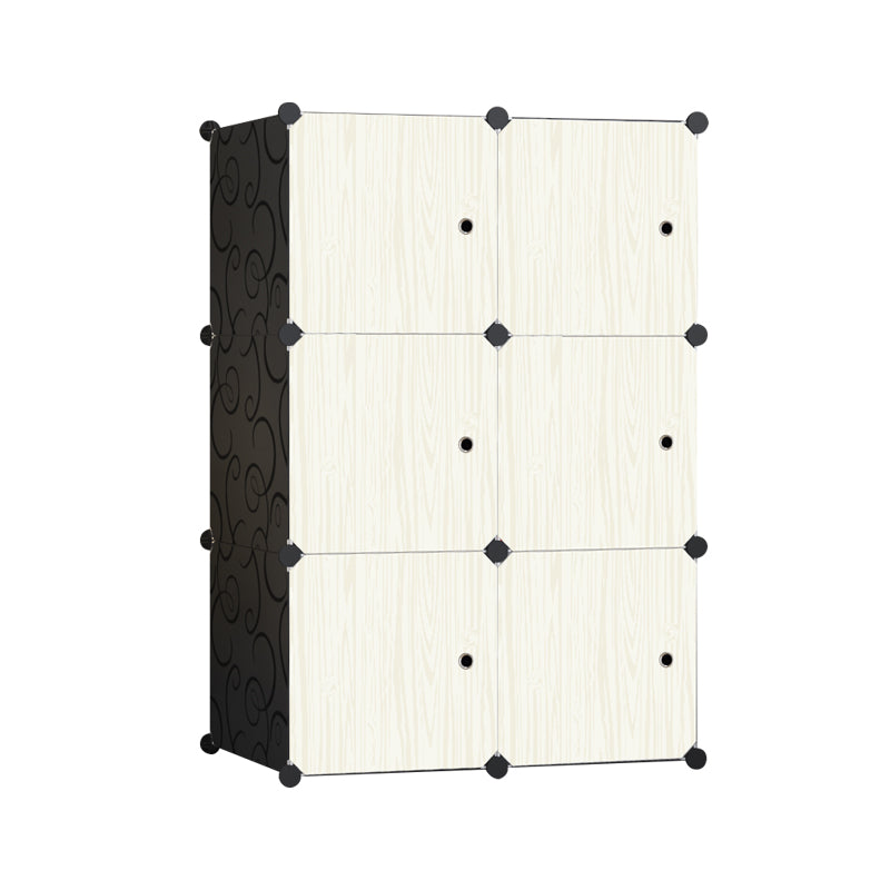 Dulap modular pentru copii AT Performance, 6 rafturi, 110x74x37 cm, plastic dur, crem cu laterale negre