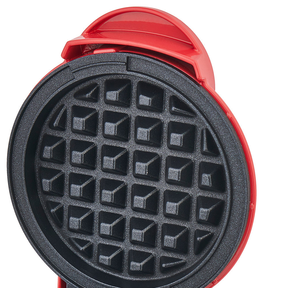 Aparat de gofre mini HALEY, 800 W, plăci duble antiaderente, indicator luminos, roșu