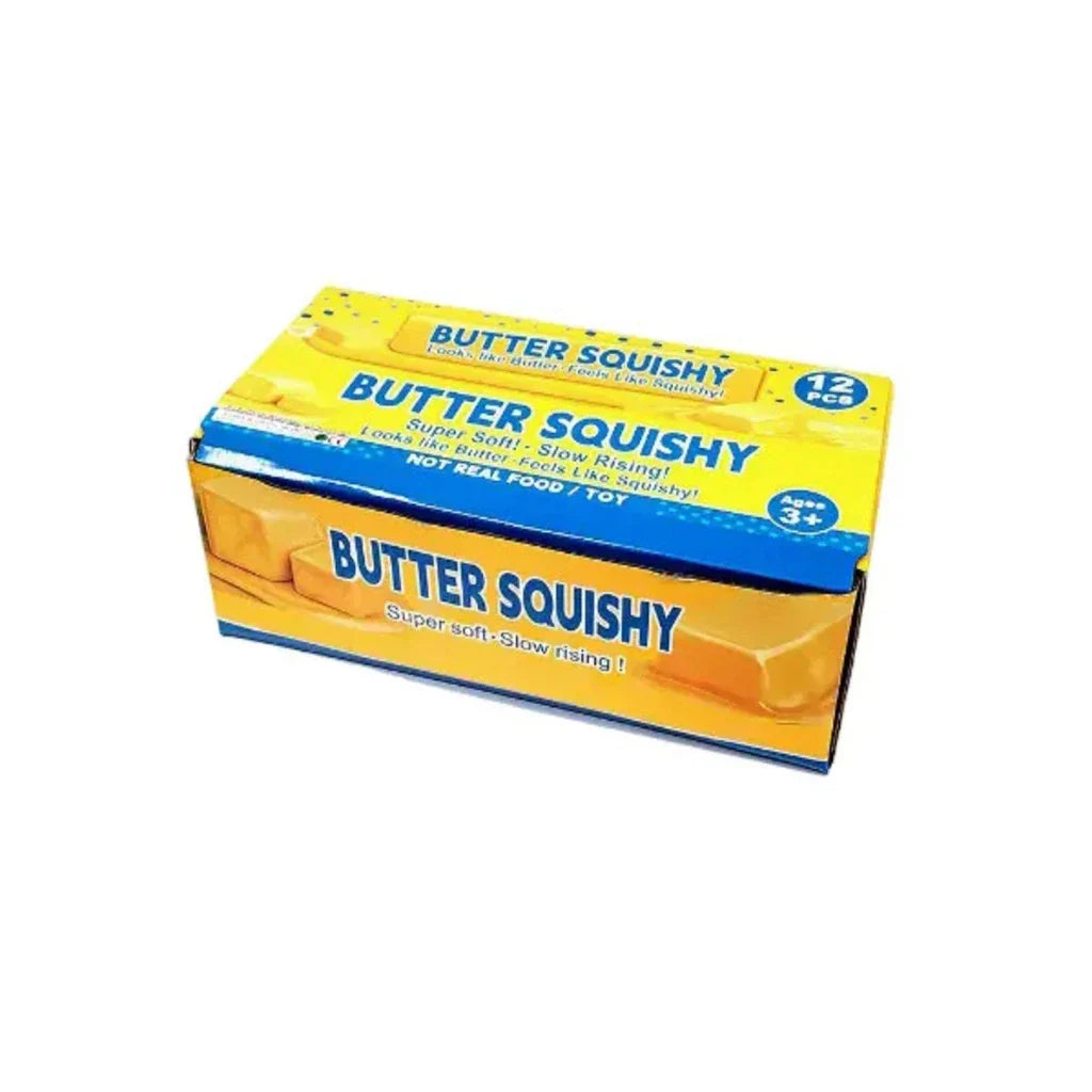Jucărie squishy stick de unt Murmag, 13 cm, spumă poliuretanică, efect slow-rising, galben