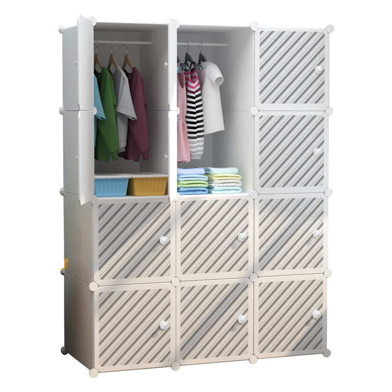 Dulap modular pentru copii AT Performance, 12 rafturi, 110x37x147 cm, plastic durabil, alb cu negru
