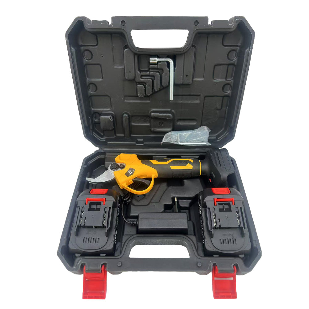 Foarfeca electrica pe acumulator pentru gradina AT PERFORMANCE®, 36 V, putere maxim 800 W, valiza de transport, taiere maxim 25 mm, contine: 2 acumulatori 2.0 Ah + incarcator + valiza transport.