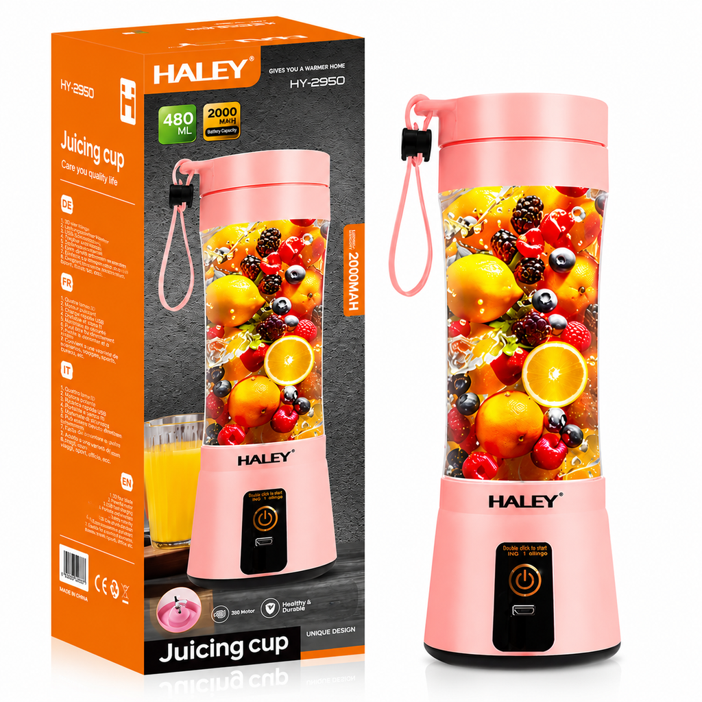 Blender portabil HALEY HY-2950, 480 ml, baterie 2000 mAh, încărcare USB, lame inox