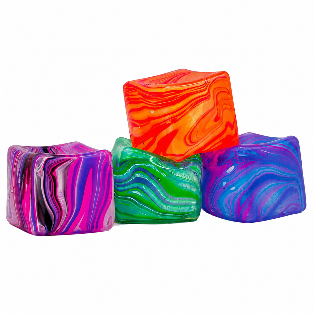 Jucărie antistres squishy AT Performance Cosmic Cube, 5,7 cm, silicon, 3 ani+, verde-albastru