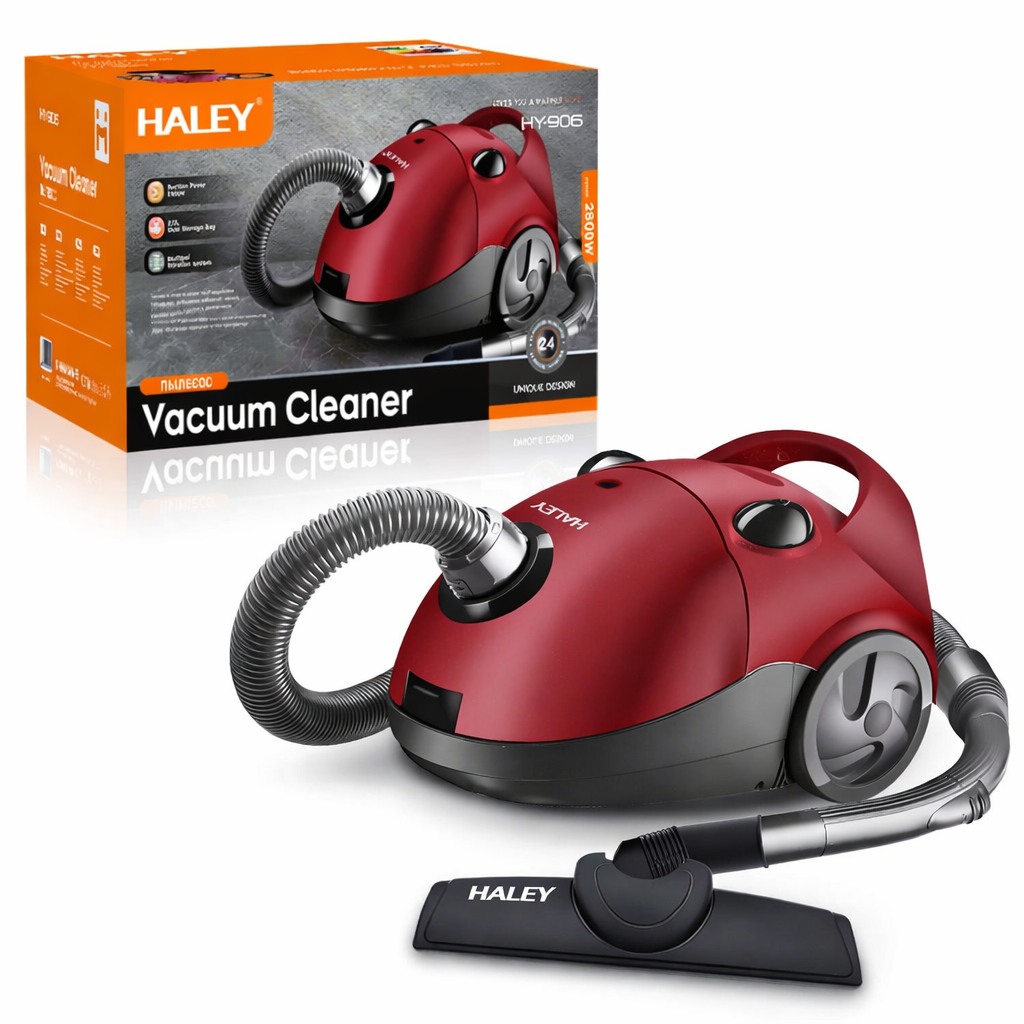 Aspirator cu sac HALEY HY-906, 2800 W, sac 2 L, filtrare multiplă, putere aspirare 500 W, roșu