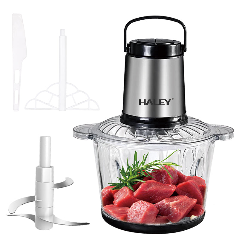 Tocător electric HALEY HY-1226, 1200 W, bol sticlă 3 L, 4 lame inox, 2 viteze