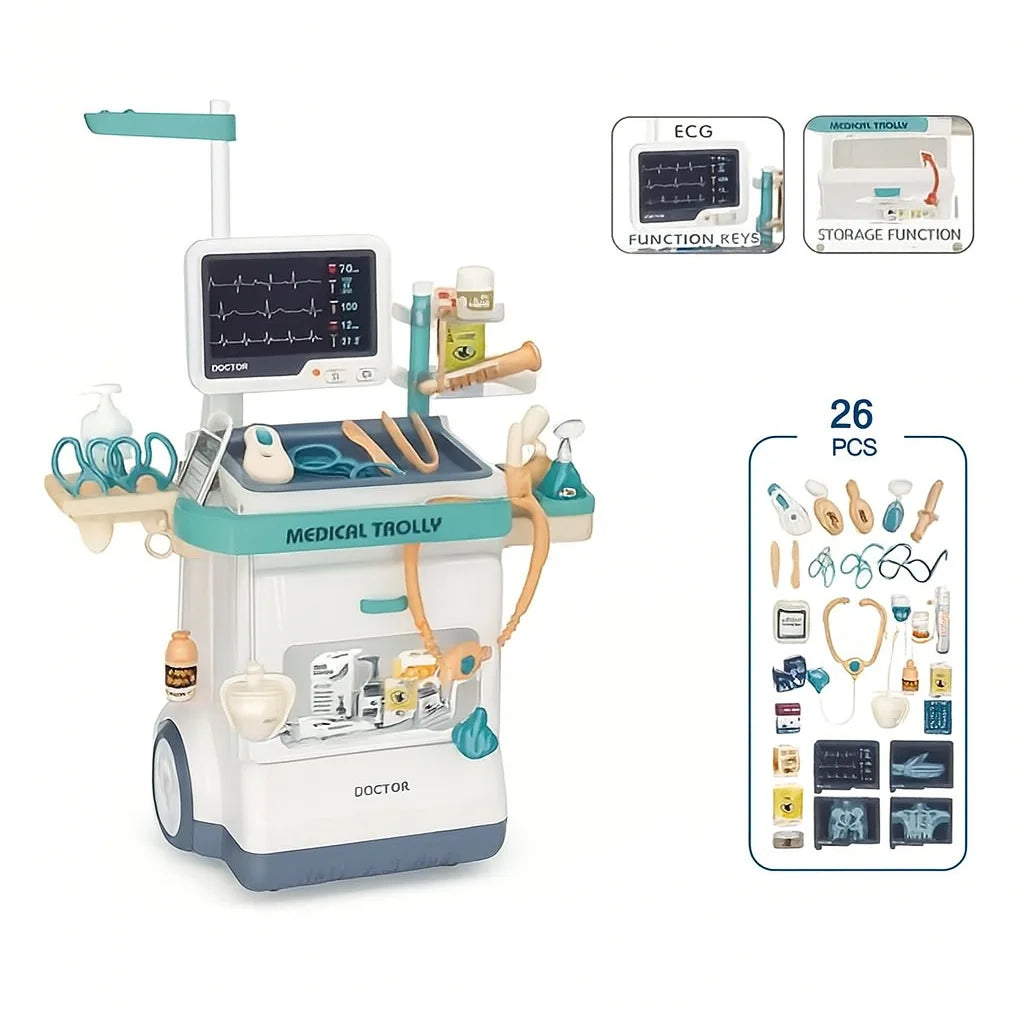 Set doctor cu troler pentru copii AT Performance, 26 piese, troler extensibil 115 cm, plastic non-toxic, 3 ani+