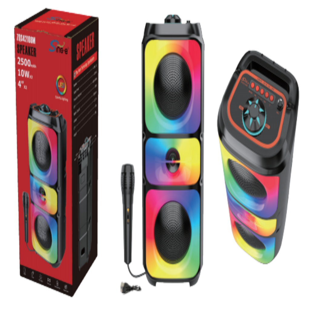 Boxă karaoke portabilă Sing-E ZQS42108M, 2x4 inch, 200 W, Bluetooth 5.3, baterie 2500 mAh, negru