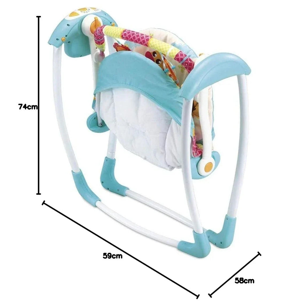 Balansoar electric portabil bebeluși Mastela 6511, 7 melodii, 5 viteze, 3-11 kg, alimentare USB, gri-bej