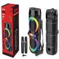Boxă karaoke portabilă AT Performance ZQS42111KW, 200 W, 2 microfoane wireless, LED RGB, negru