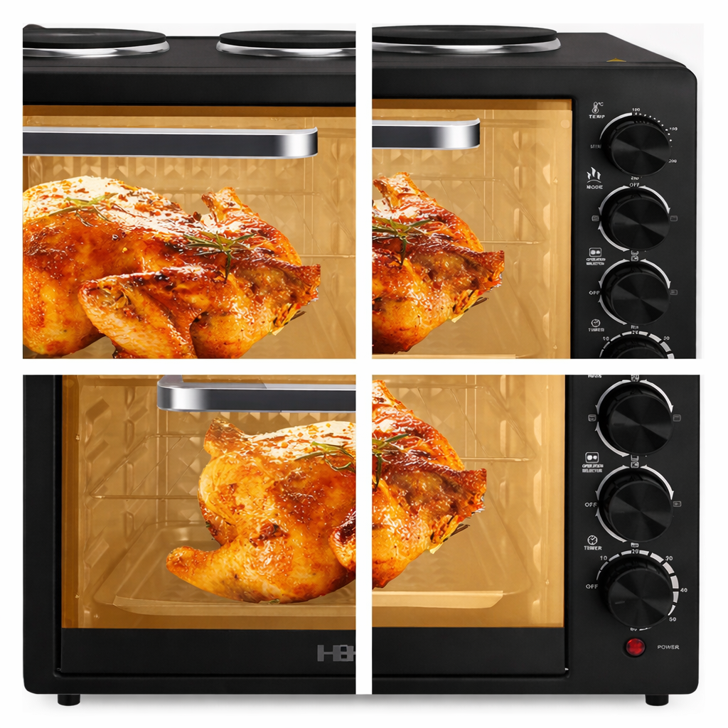 Cuptor electric HALEY HY-5126, 48 L, 2000 W, plită dublă 1000 W + 600 W, temporizator