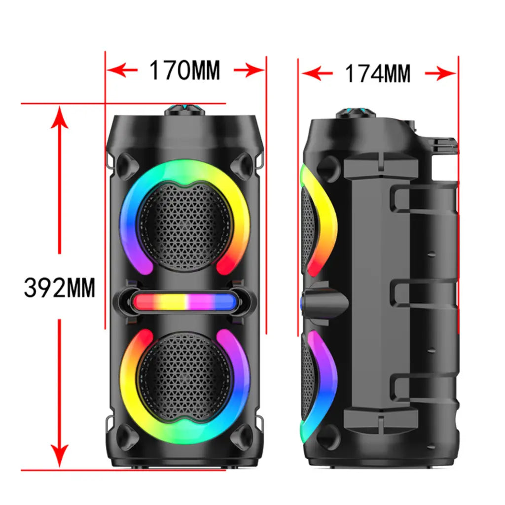 Boxă karaoke portabilă AT Performance ZQS42111KW, 200 W, 2 microfoane wireless, LED RGB, negru