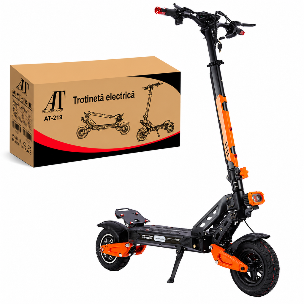 Trotinetă electrică AT Performance AT-219, 1000 W, autonomie 45 km, roți 10 inch, pliabilă, portocaliu