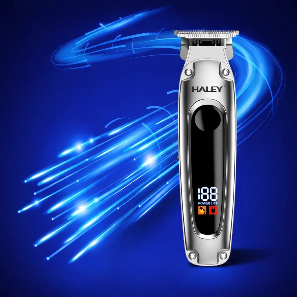 Mașină de tuns profesională HALEY HY-4501, afișaj LCD, baterie 1200 mAh, autonomie 150 min, încărcare USB