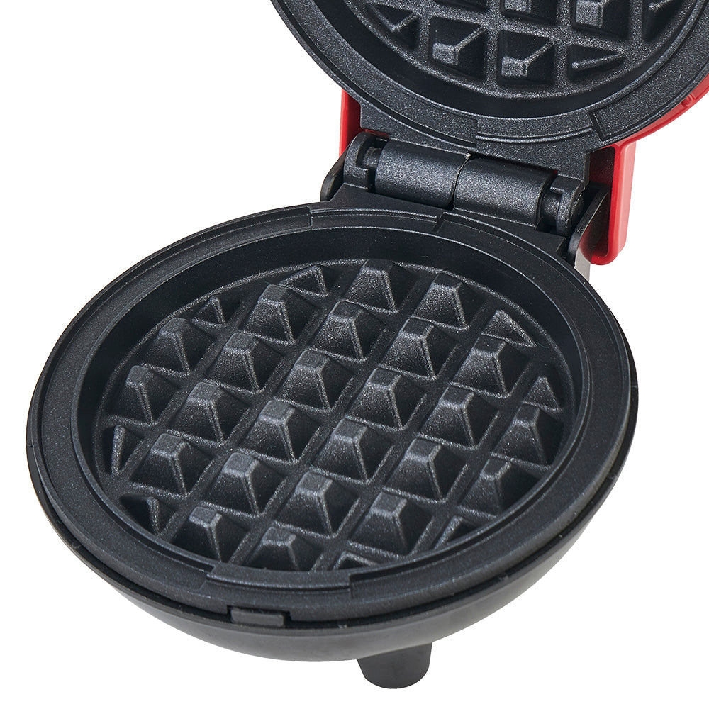 Aparat de gofre mini HALEY, 800 W, plăci duble antiaderente, indicator luminos, roșu