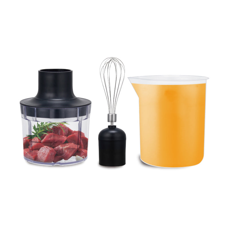 Blender de mână 4 în 1 HALEY, 1200 W, 2 viteze și turbo, picior inox, tocător, tel, pahar gradat