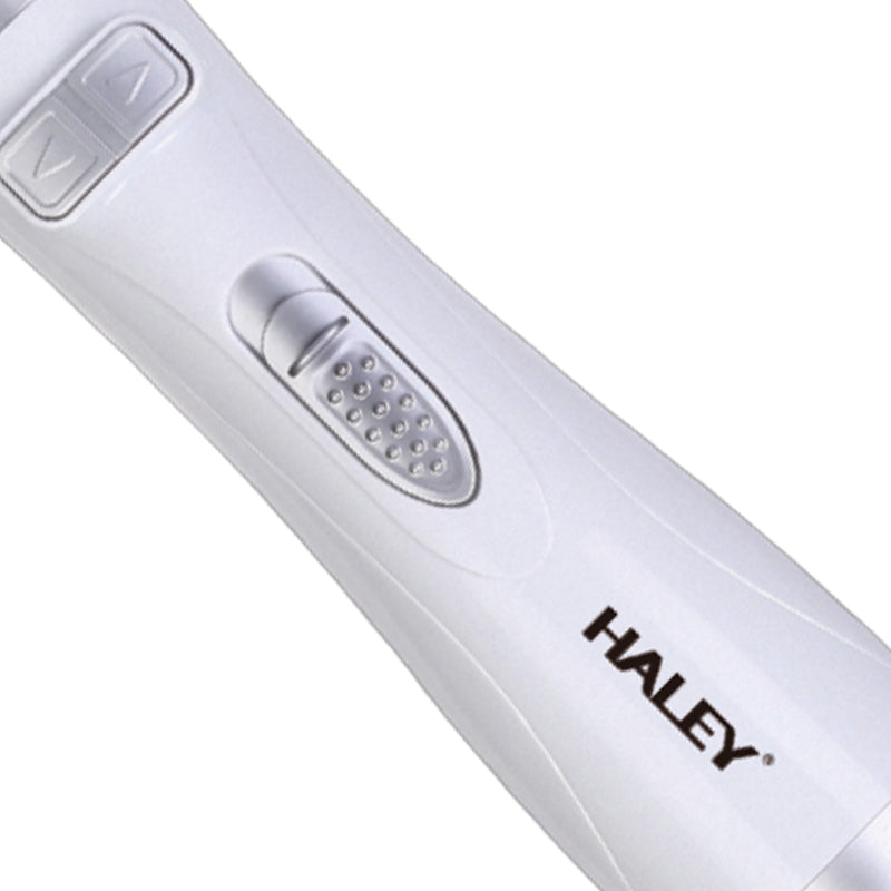Perie rotativă HALEY, 1000 W, 2 capete de 50 și 38 mm, 3 trepte de temperatură, înveliș ceramic, alb argintiu