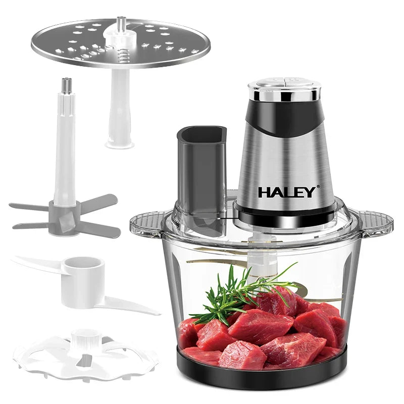 Tocător electric de alimente HALEY HY-1243, 1200 W, bol 3,5 L, 6 funcții, lamă inox cu 6 muchii