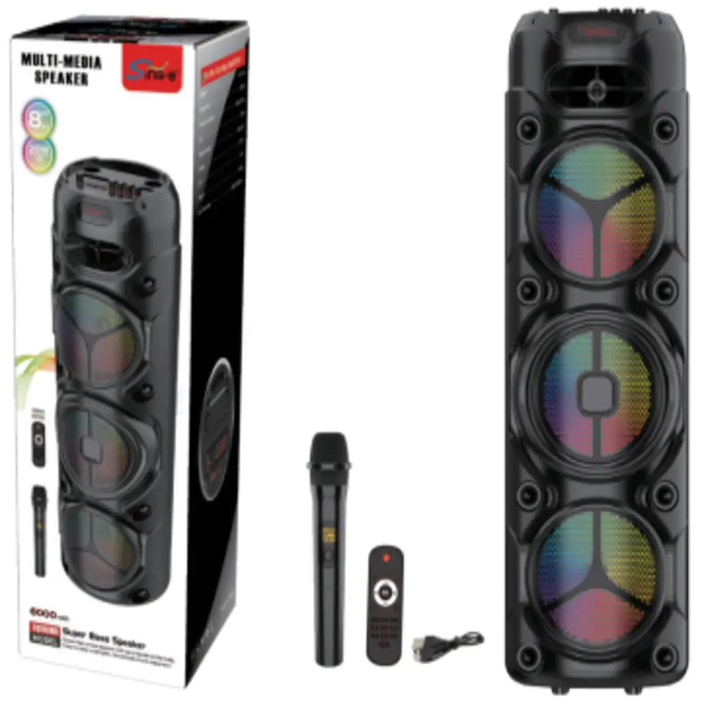 Boxă karaoke portabilă Sing-E ZQS8308, 3x8 inch, 400 W PMPO, baterie 6000 mAh, microfon wireless