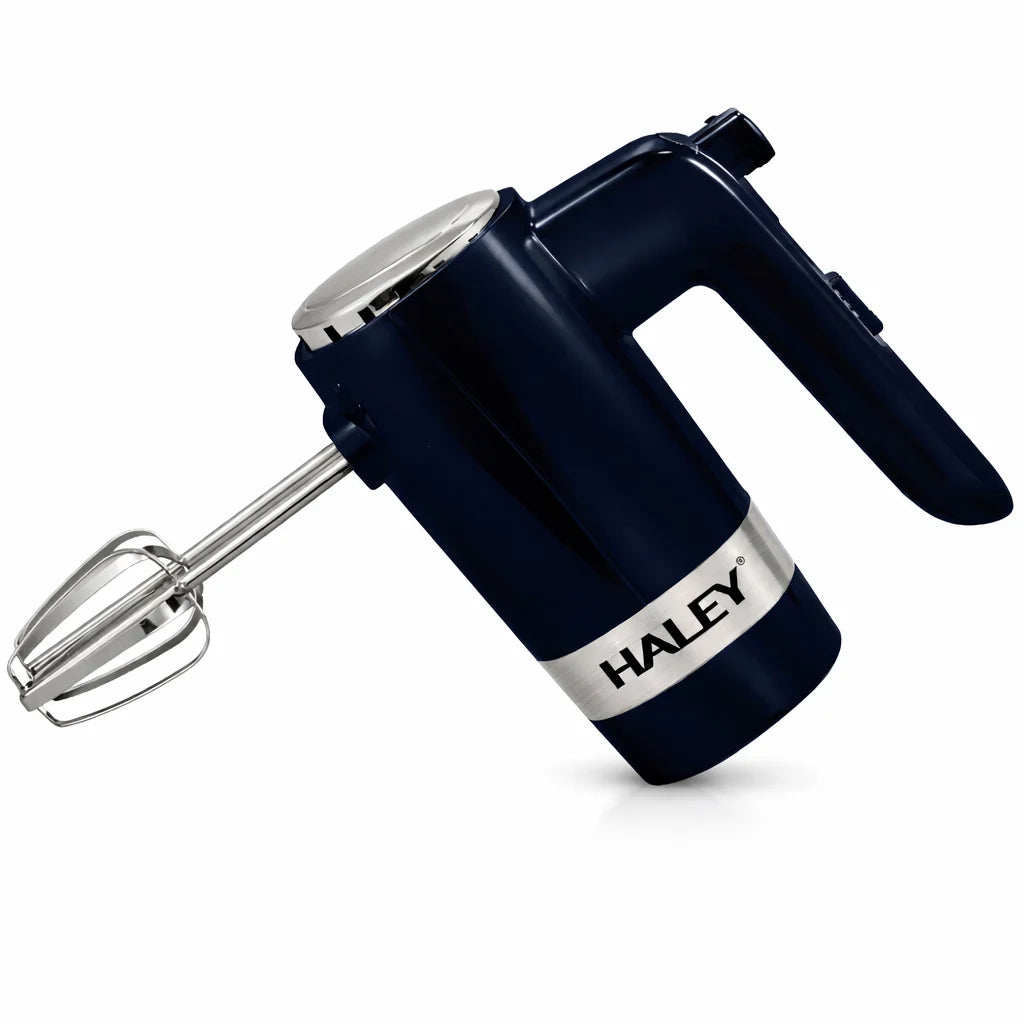 Mixer de mână HALEY HY-1677, 500 W, 5 trepte de viteză, palete și cârlige inox, albastru închis