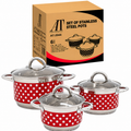 Set oale inox AT Performance, 3 piese, 1,9 L, 3,6 L și 4,7 L, capace din sticlă, model cu buline