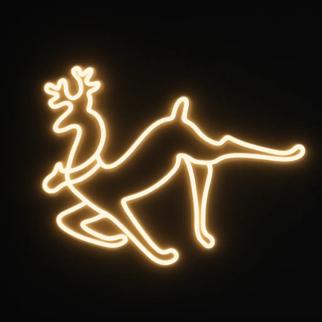 Decorațiune luminoasă ren de Crăciun AT Performance, furtun LED pe 2 fețe, 57 x 50 x 4 cm, alb cald