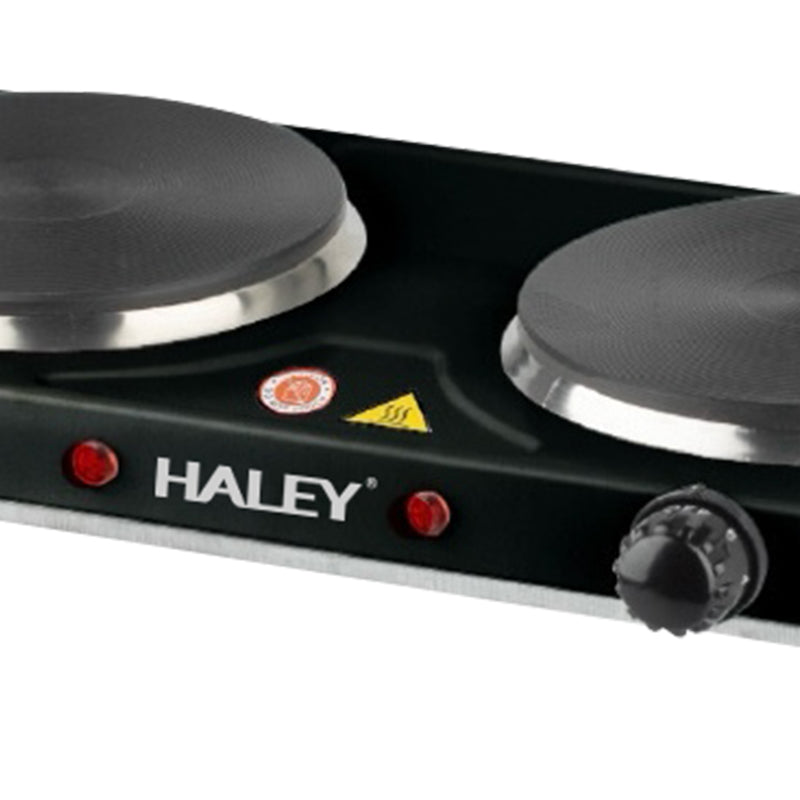 Plită electrică HALEY, 2 zone de gătit, 2000 W, timer, reglaj individual, oțel inoxidabil