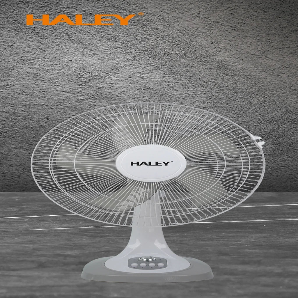 Ventilator de masă HALEY HY-6018, 16 inch, 5 pale, 3 viteze, oscilație orizontală, alb