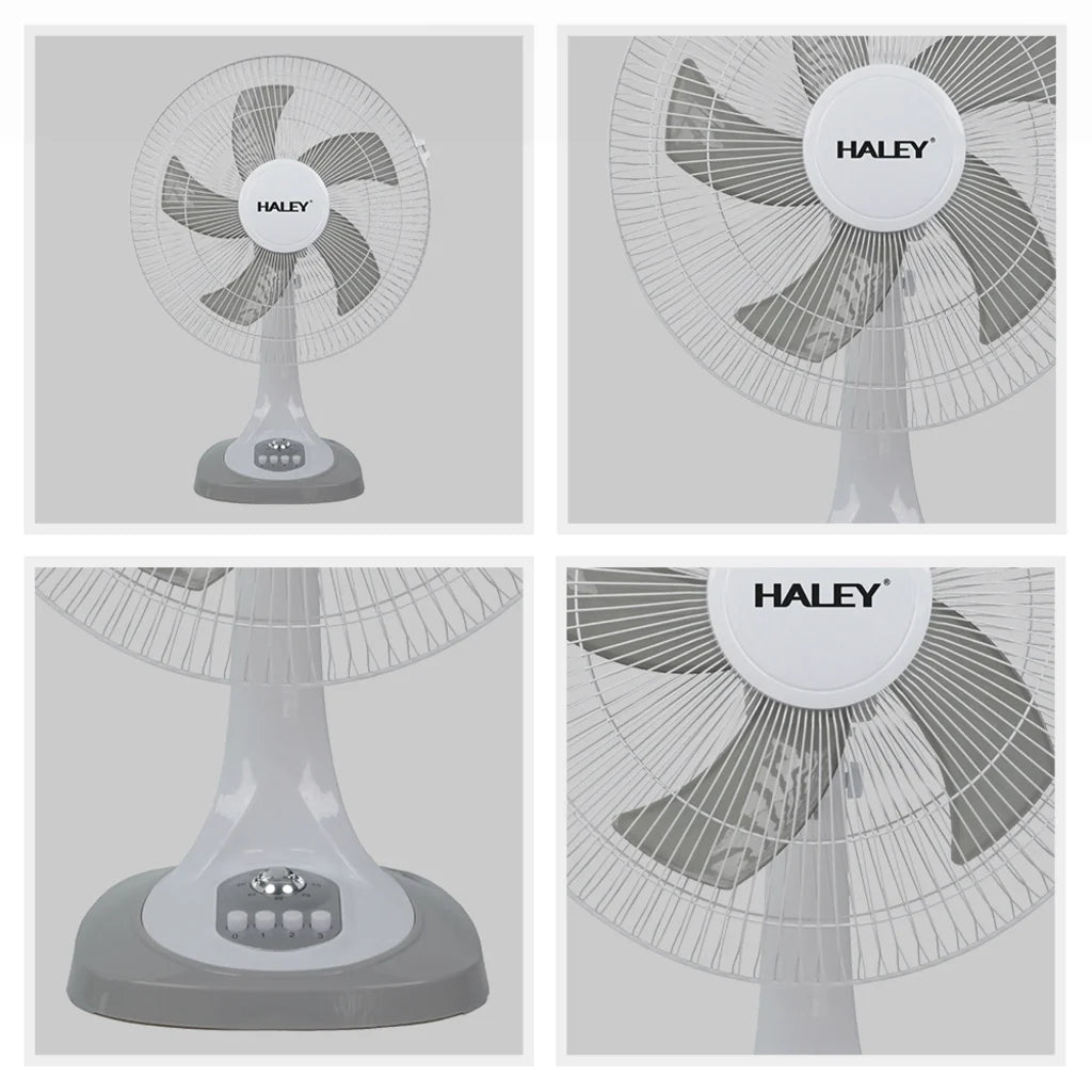 Ventilator de masă HALEY HY-6018, 16 inch, 5 pale, 3 viteze, oscilație orizontală, alb